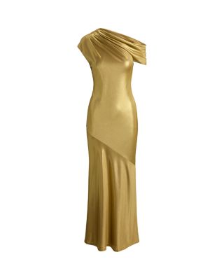 Metallic Jersey Off-the-Shoulder Gown