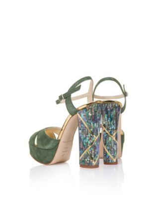  Women's Cher Verde Ankle Strap Pearl Heel Sandal