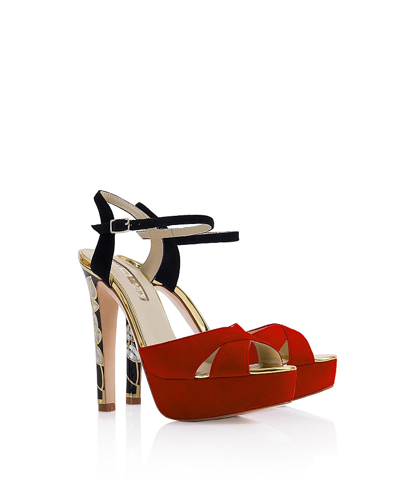 Freya Rose Women's Rose in Bloom Rouge Ankle Strap Pearl Heel Sandal