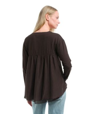  Button Front Mixed Cardigan