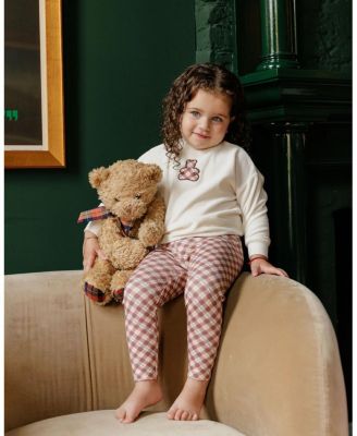 Unisex Velour Plaid Bear Collection Sweatshirt + Leggings - Baby, Little Kid