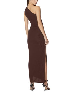 One Shoulder Ruched Jersey Midi Dress