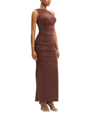 One Shoulder Ruched Jersey Midi Dress