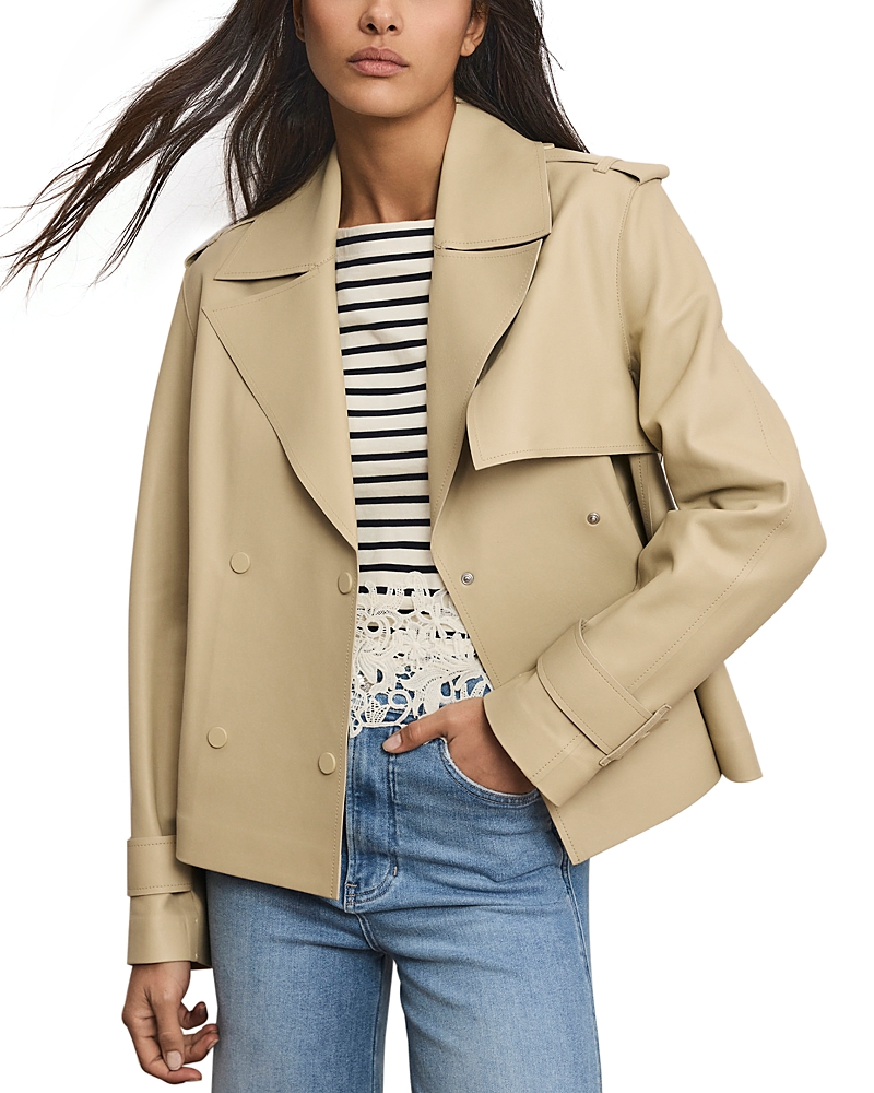 Veronica Beard Heathcliff Cropped Leather Trench Jacket