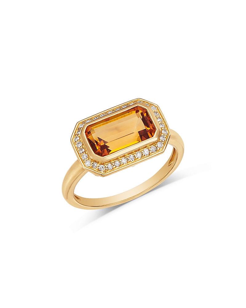 Bloomingdale's Fine Collection Citrine & Diamond Halo Ring in 14K Yellow Gold · 7