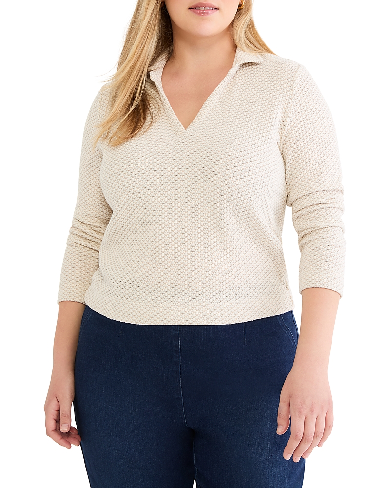Nic+Zoe Plus Textured Tuck Stitch Knit Polo