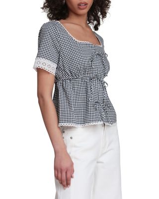 Square Neck Tie Front Top 