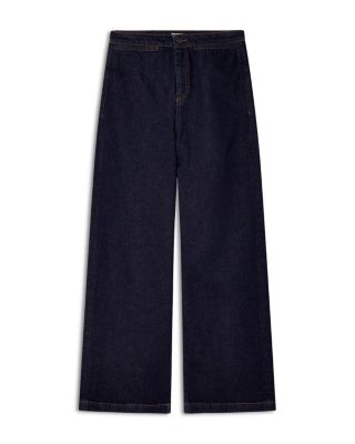 Stretch Full Length Wide Leg Jeans in Denim