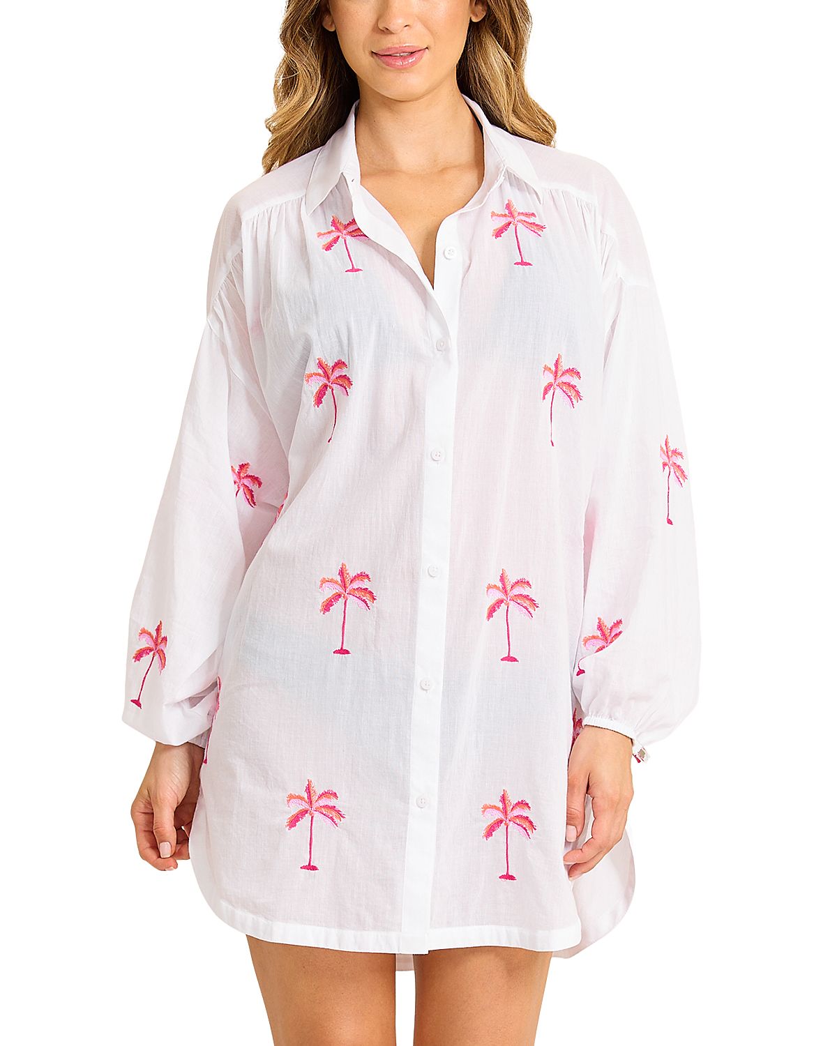 Tommy Bahama Catalina Coast Palm Boyfriend Shirt Swim Cover-Up
