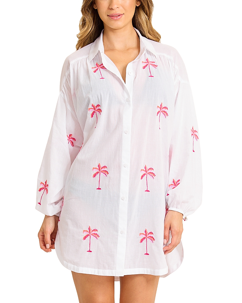 Tommy Bahama Catalina Coast Palm Boyfriend Shirt Swim Cover-Up