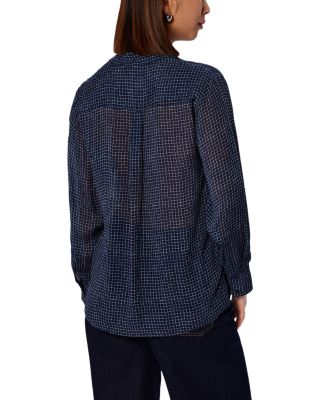 Whistles Grid Print Sheer Shirt