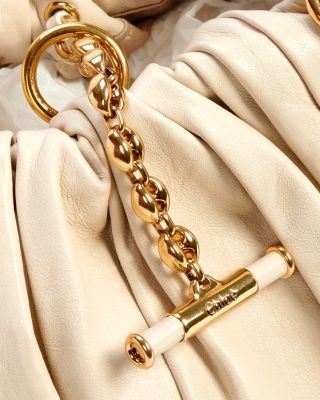 Pliss&eacute; Chain Shoulder Bag in Pleated Leather