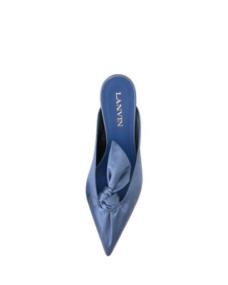  Women's Midnight Step Heeled Mules With A Satin Bow