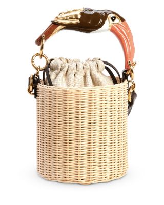 Small Flamingo Handle Basket Bag