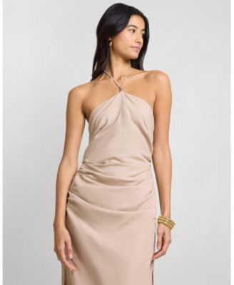 Air Linen Ruched Halter Dress