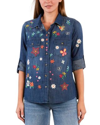 Sketchbook Embroidered Denim Shirt
