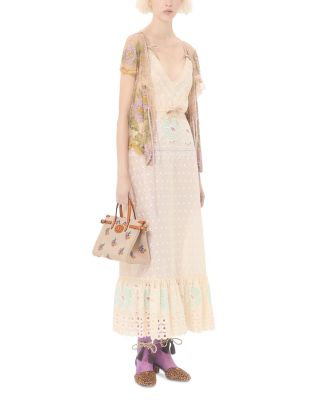 Small Floral VLogo Embroidered Canvas Tote Bag