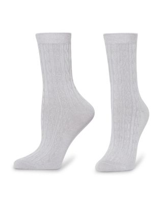 Silk Blend Cable Crew Socks