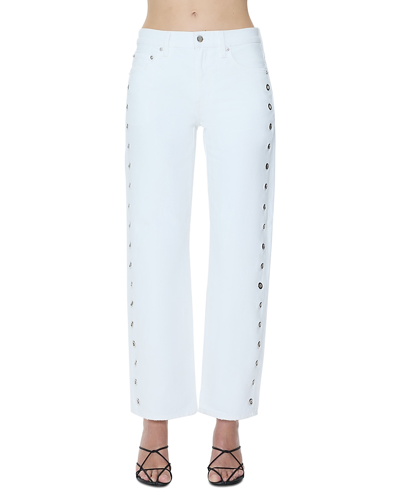 Pistola Lexi Mid Rise Bowed Straight Jeans In Vivid White