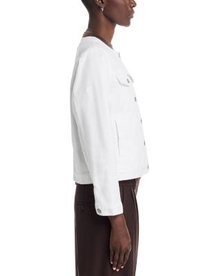 Cotton Blend Denim Round Neck Jacket