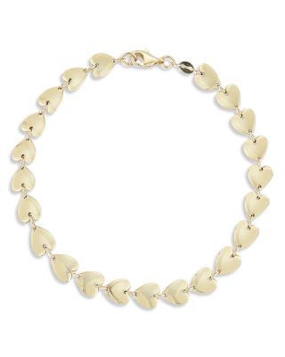 14K Yellow Gold Heart Link Chain Bracelet