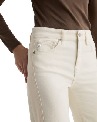 Saige Mid Rise Wide Leg Jeans in Powder/Ecru