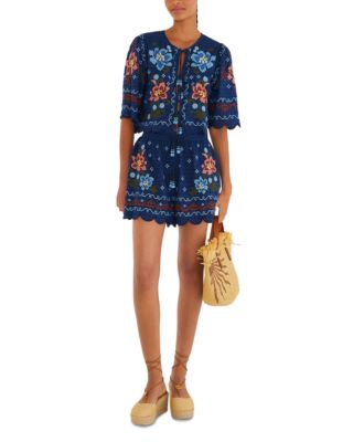 Stitched Garden Cover Up Blouse & Stitched Garden Cover Up Shorts