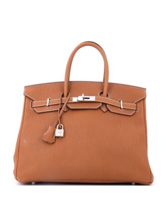 Birkin 35 Handbag Brown Fjord with Palladium Hardware