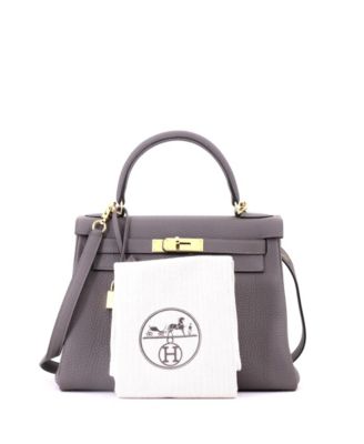 Kelly 28 Handbag Grey Togo with Gold Hardware