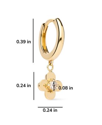 Solid Yellow Gold Mini Flower Drop Earrings