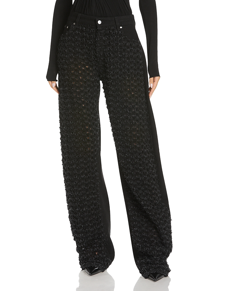 Stella McCartney Mid Waist Laser Boucle Relaxed Curve Jeans in Black