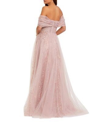  Embroidered Tulle Off The Shoulder Ballgown
