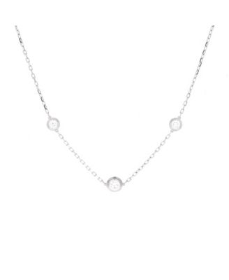  D'Amour 3 Station Pendant Necklace 18K White Gold with Diamonds, 16"