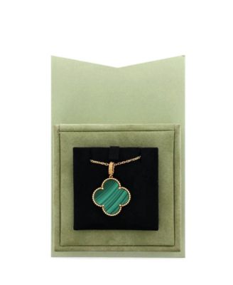  Magic Alhambra Pendant Necklace 18K Gold and Malachite, 35.5"