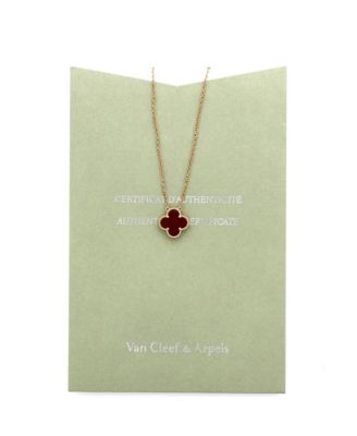  Vintage Alhambra Pendant Necklace 18K Gold and Carnelian, 16.25"