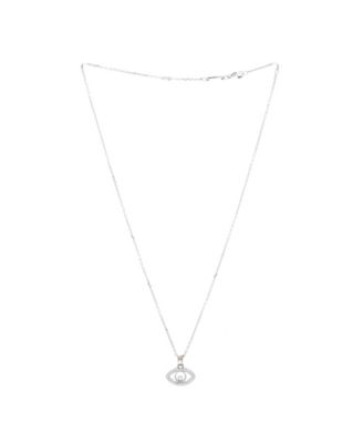  Happy Diamonds Good Luck Charms Eye Pendant Necklace 18K White Gold with Pave Diamonds and 1 Floating Diamond, 16.5"