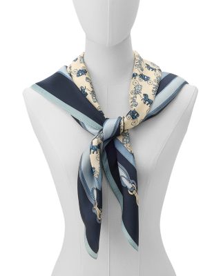 Horse & Carriage Straps Printed Silk Square Scarf