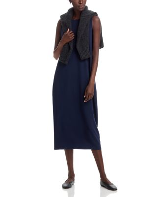 Stretch Jersey Knit Round Neck Oval Dress