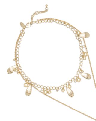 Anya Crystal & Imitation Pearl Flower Layered Lariat Necklace, 18.5"