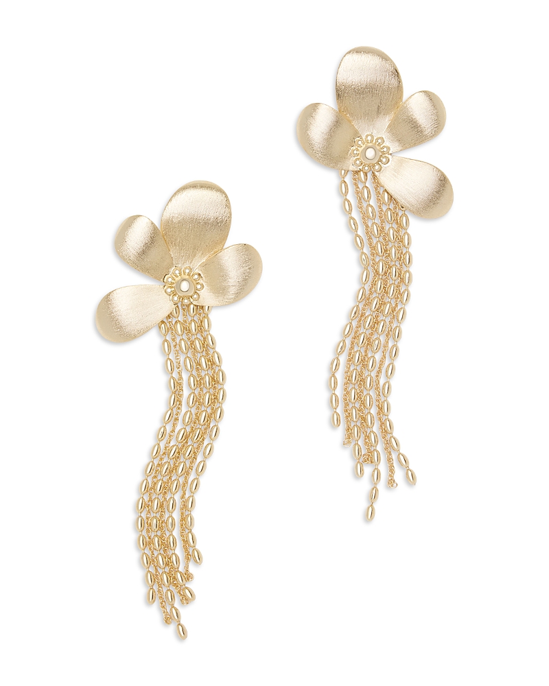 Ramy Brook Anaya Flower & Chain Fringe Statement Earrings