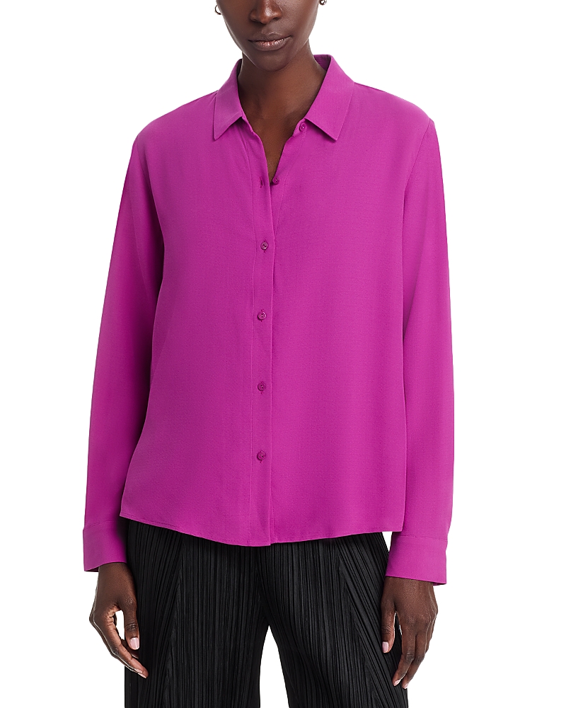 Eileen Fisher Silk Georgette Crepe Classic Collar Shirt
