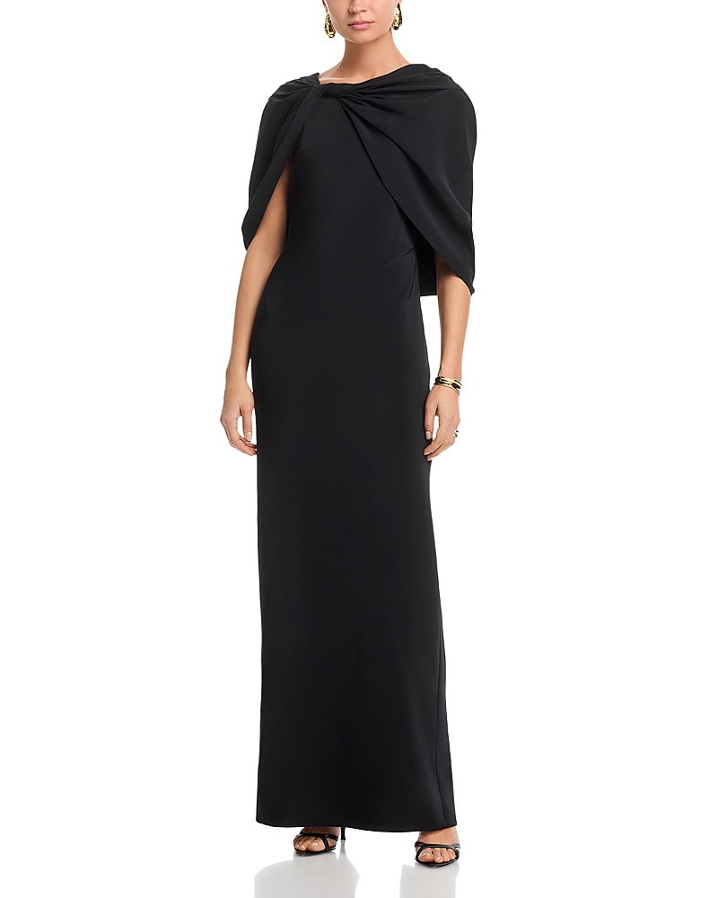 Oscar de la Renta Draped Sleeve Cady Column Gown