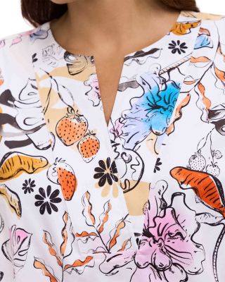 Alicia 3/4 Sleeve Tropical Watercolor Shirt