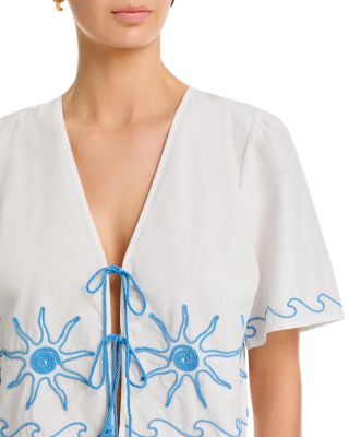 Pari Embroidered Tassel Tie Top