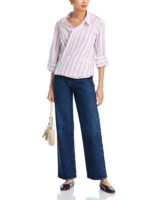 3/4 Sleeve Asymmetric Wrap Shirt