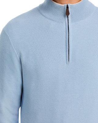 Cotton Tipped Textured Birdseye Half Zip Sweater - Exclusive