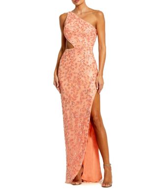  Hand-Embellished One-Shoulder Cut-Out Gown