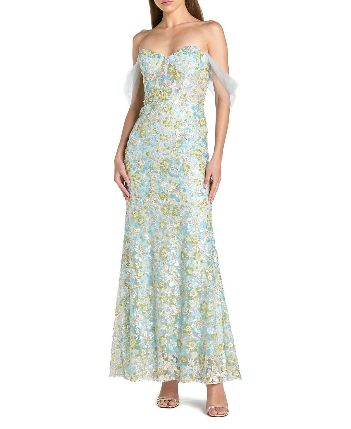Mac Duggal Off The Shoulder Sweetheart Neck Column Gown