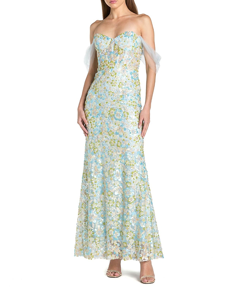 Mac Duggal Off The Shoulder Sweetheart Neck Column Gown