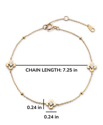 Solid Yellow Gold Mini Flower Station Bracelet